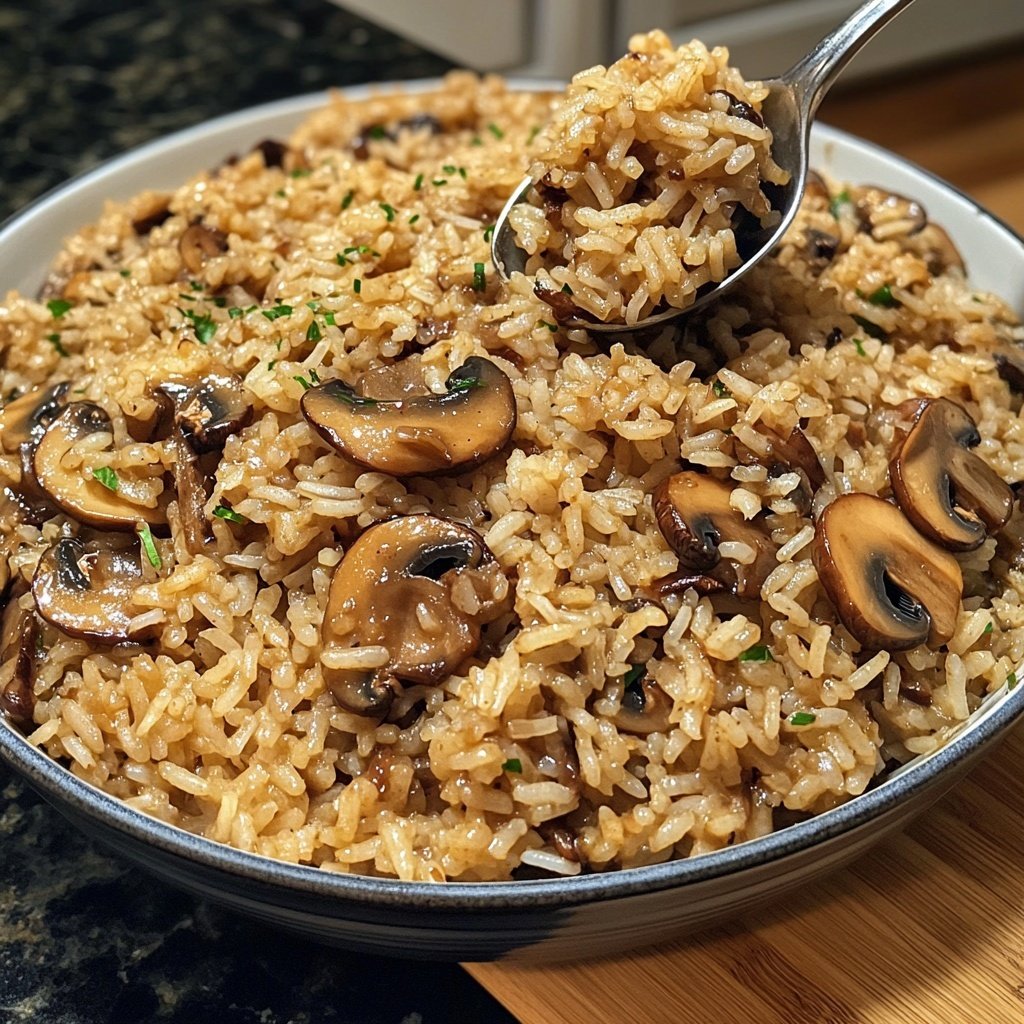 One Pot Soy Sauce Mushroom Rice