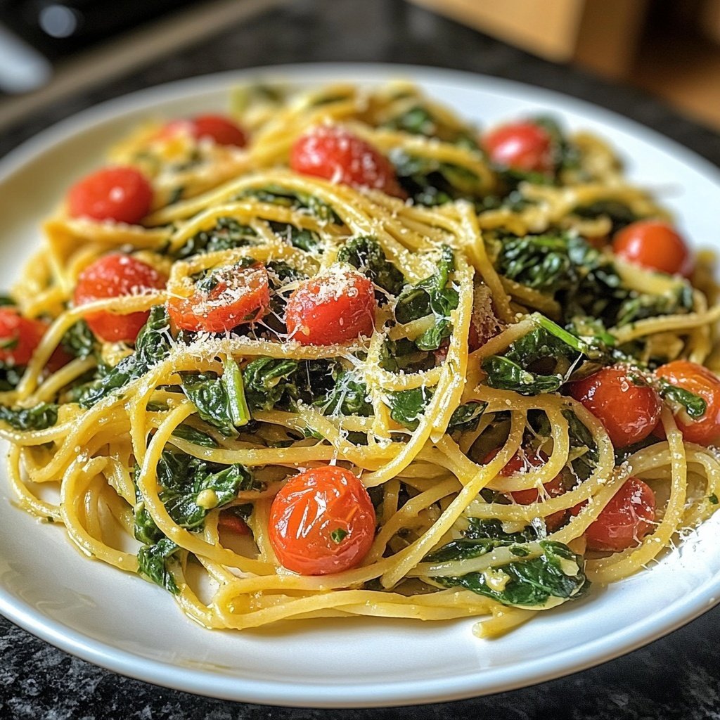Delicious Spinach Tomato Pasta