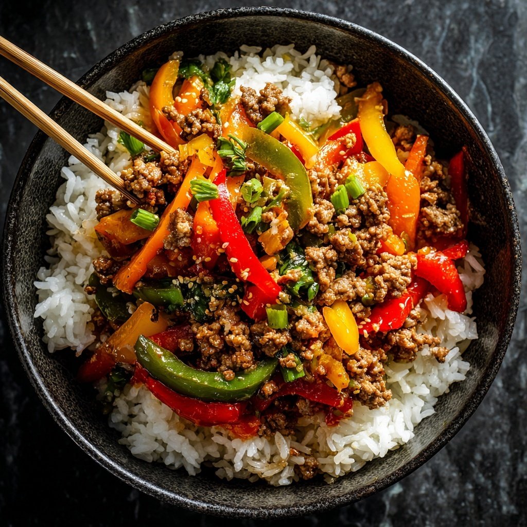 Quick Ground Beef Stir Fry With Rice