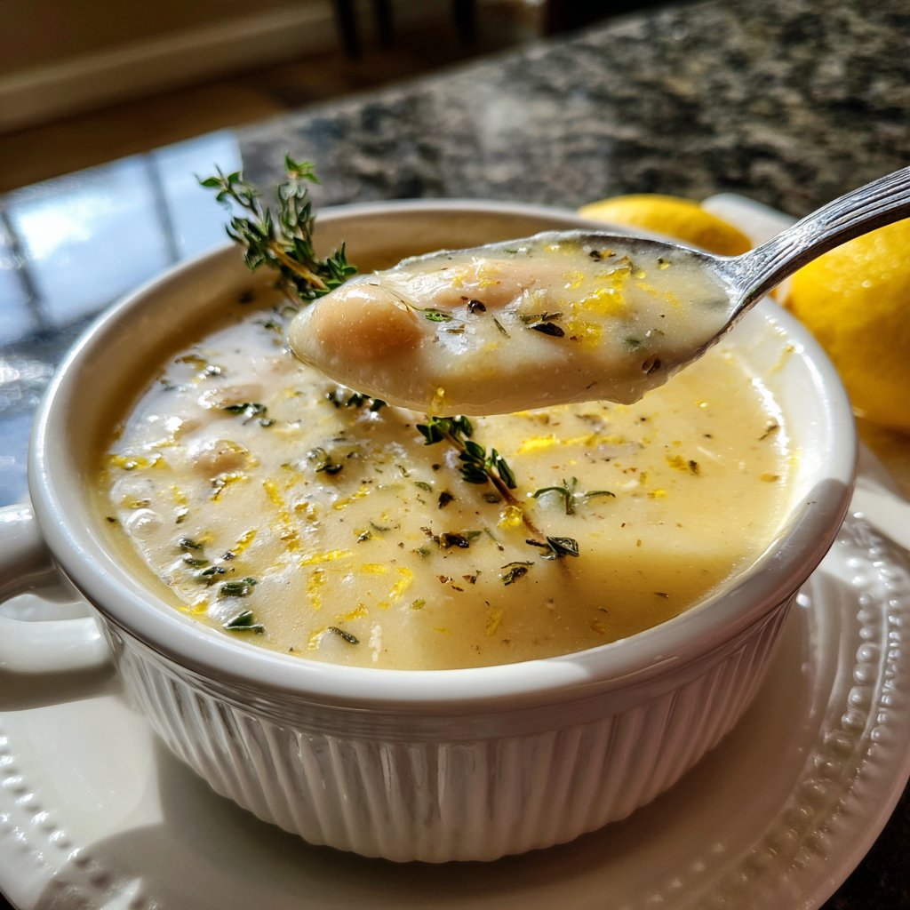 Creamy Lemon White Bean Soup Bowl