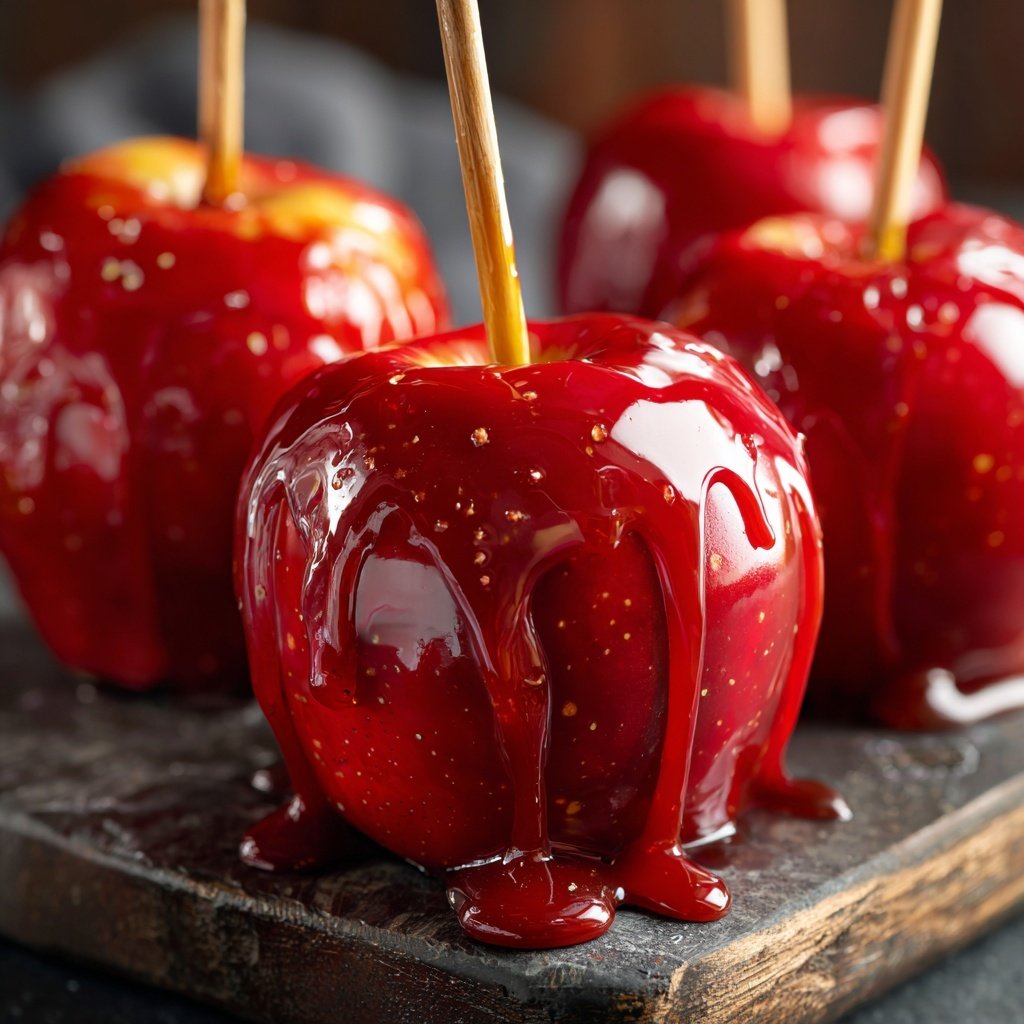 Homemade Candy Apples With Red Food Coloring