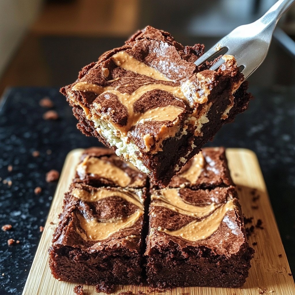 Cottage Cheese Brownies with Peanut Butter Swirl