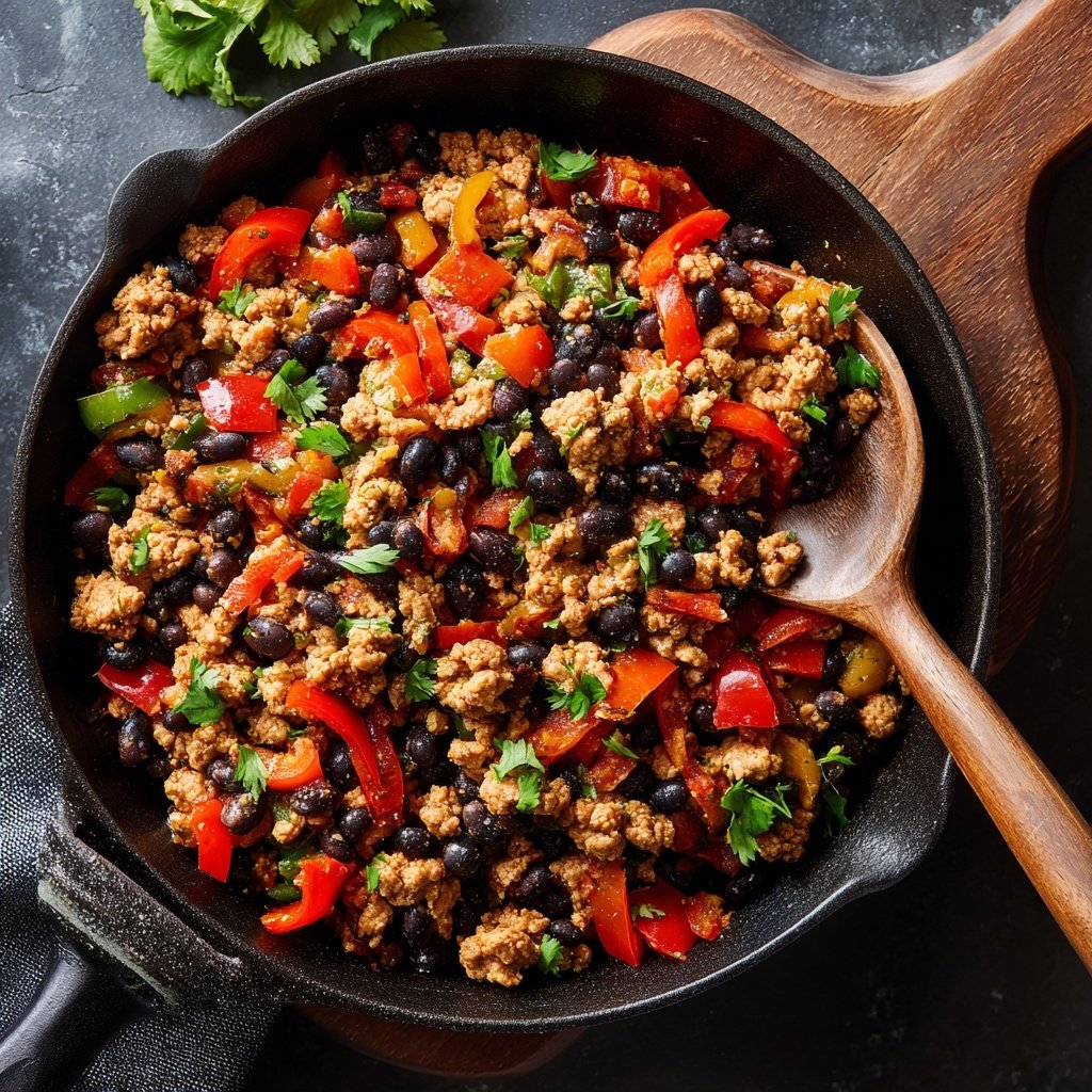 Ground Turkey And Black Bean Skillet